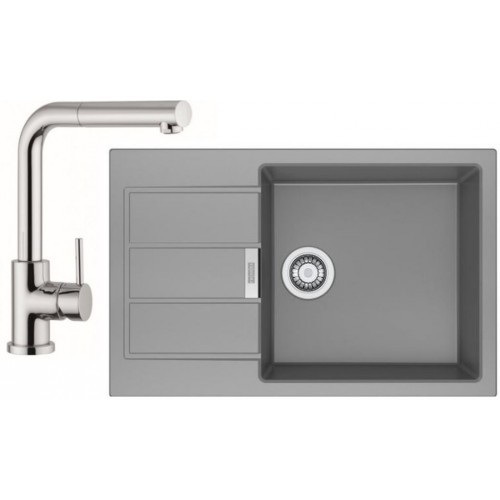 Franke SET T55 Tectonit Spüle SID 611-78 / 45 BB grau + Armatur FN 0147.031 chrom