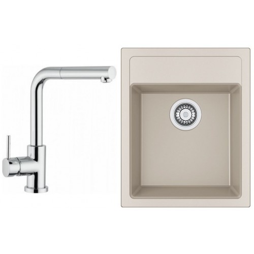 Franke SET T51 Tectonit Spüle SID 610-40 Kaffee + Armatur FN 0147.031 chrom