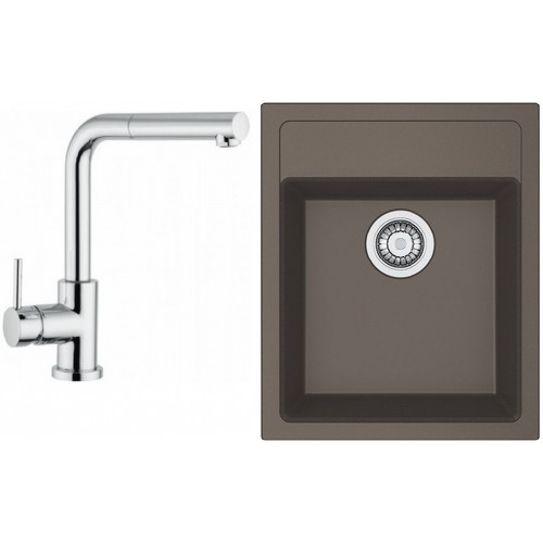 Franke SET T51 Tectonit Spüle SID 610-40 vulcan + Armatur FN 0147.031 chrom