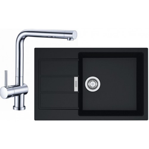 Franke SET T54 Tectonit Spüle SID 611-78 / 45 BB schwarz + Armatur Samoa chrom