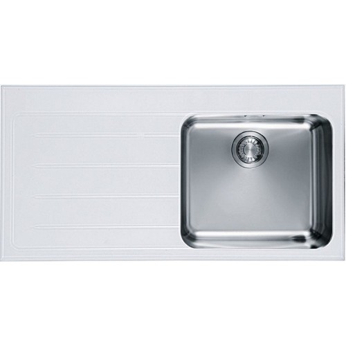 Franke Epos Glas EOV 611/7 1000 x 510 mm Edelstahl + weißes Glas + Siphon, 101.0250.484