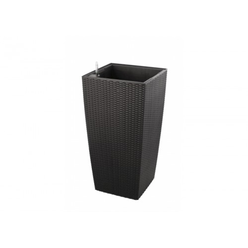 G21 Blumentopf mit Wasserspeicher Rattan Optik Big schwarz 39 cm 6392463