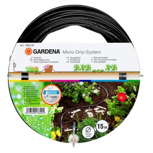 GARDENA Tropfrohr oberirdisch 4,6 mm (3/16") 15m, 1361-20