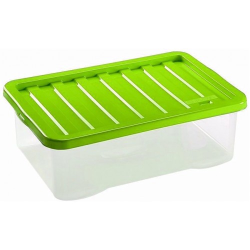 HEIDRUN Box Quasar, 16 x 32 x 19,5 cm, 7 l, transparent mit Deckel-grün 1681Q