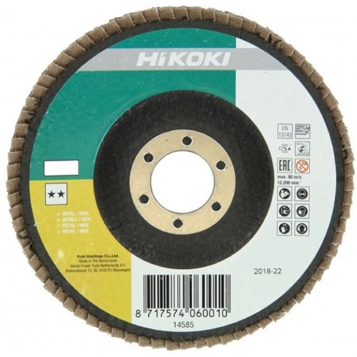 HiKOKI 4100114 Fächerschleifscheibe für Metall 115x22,23mm, 120