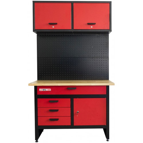 Holzmann Werkbank mit Hängeschrank und Lochwand (300kg/1200x600mm) WHL1200