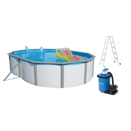 INTEX Stahlwandpool Set Nuovo de Luxe oval 730 x 366 x 120 cm 011260+Sandfilteranlage 