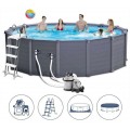 INTEX Graphite Gray Panel Pools Set Schwimmbad 478 x 124 cm filterpumpe 26384NP