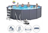 INTEX Graphite Gray Panel Pools Set Schwimmbad 478 x 124 cm filterpumpe 26384NP