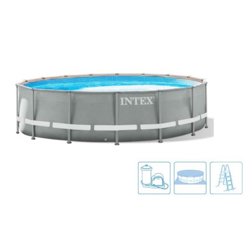 INTEX PRISM FRAME POOLS SET Schwimmbad 457 x 107 cm mit kartuschenfilterpumpe 26724NP