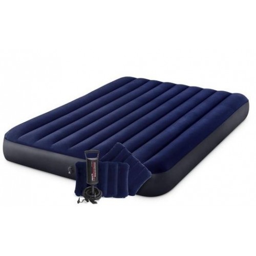 INTEX CLASSIC DOWNY AIRBED QUEEN Luftbett 152 x 203 cm + Kissenset + Luftpumpe 64765