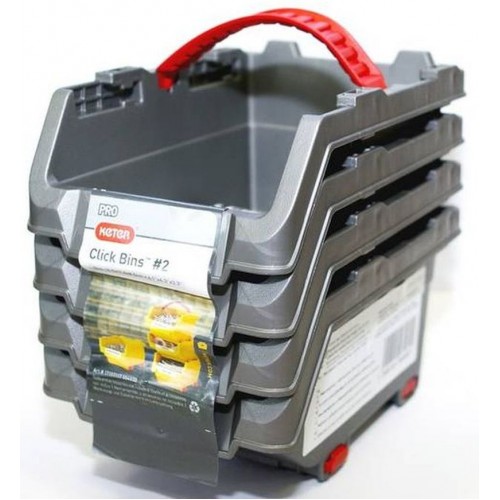 KETER CLICK BIN S Lagersichtkasten 4x0,45L 15,5x11x8,5cm grau 17197117