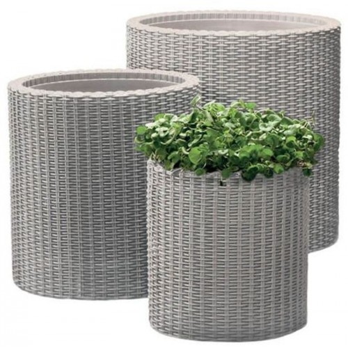KETER S+M+L CYLINDER Pflanzkübel 3 St., silbergrau 17197934