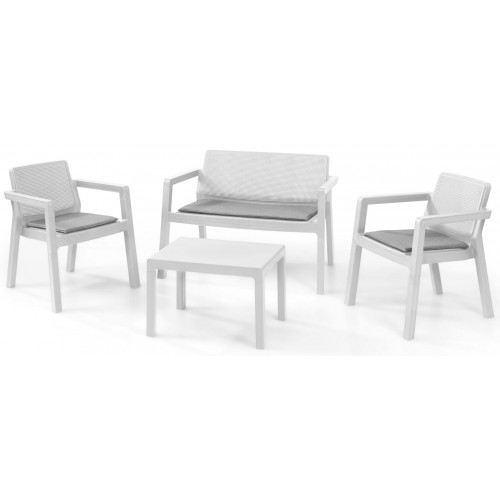 KETER EMILY PATIO Lounge Set 7-teilig mit Sitzauflagen, weiß/grau 17209816