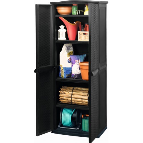 KETER RATTAN STYLE TALL Utility Shed Aufbewahrungsschrank anthrazit 17190092 beschädigt