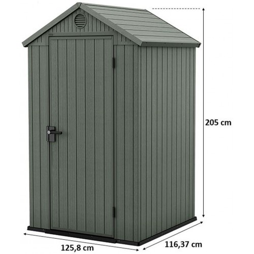 KETER DARWIN 4 x 4 Kunststoffgerätehaus, 125,8 x 116,37 x 205 cm, grün 17212741