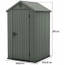 KETER DARWIN 4 x 4 Kunststoffgerätehaus, 125,8 x 116,37 x 205 cm, grün 17212741