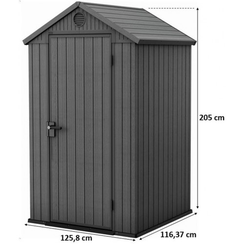 KETER DARWIN 4 x 4 Kunststoffgerätehaus, 125,8 x 116,37 x 205 cm, grau 17212741