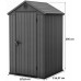 KETER DARWIN 4 x 4 Kunststoffgerätehaus, 125,8 x 116,37 x 205 cm, grau 17212741