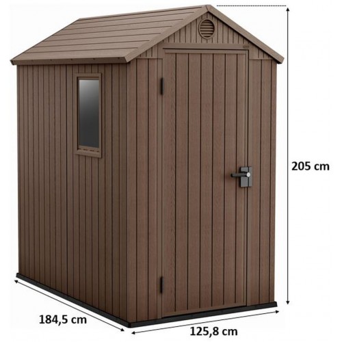 KETER DARWIN 4 x 6 Kunststoffgerätehaus, 125,8 x 184,5 x 205 cm, braun 17209417