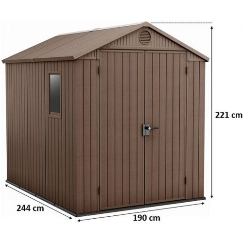 KETER DARWIN 6 x 8 Kunststoffgerätehaus, 190 x 244 x 221 cm, braun 17210355