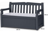 KETER EDEN GARDEN BENCH 265L Gartenbank/Kissenbox 140 x 60 x 84 cm, graphit/grau 17190198