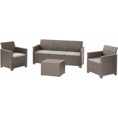 KETER ELODIE 3 SEATER Lounge-Set 4-tlg., cappuccino/beige 17212057