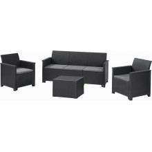 KETER ELODIE 3 SEATER Lounge-Set 4-tlg., graphit/grau 17212057