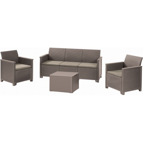KETER EMMA 3 SEATER Lounge-Set 4-tlg., cappuccino/sand 17212057
