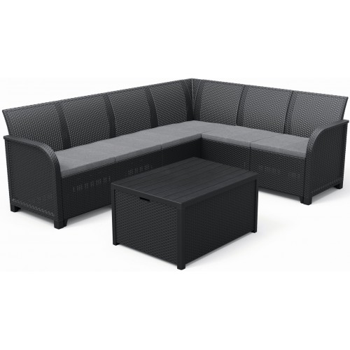 KETER ROSALIE 6 SEATER Ecksofa-Set, graphit/grau 17210762