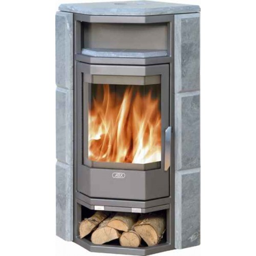 ABX KIRUNA 6 eckig, Holz-Kaminofen, graues Blech+Speckstein 4669-6M