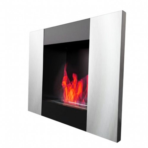 KRATKI Biokamin QUAT VERTICAL schwarz, Edelstahl gebürstet TÜV