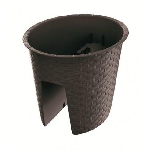 Blumentopf Rattan 30cm Geländertopf Balkontopf Balkonkasten RATOLLA 6l, braun DRLB300