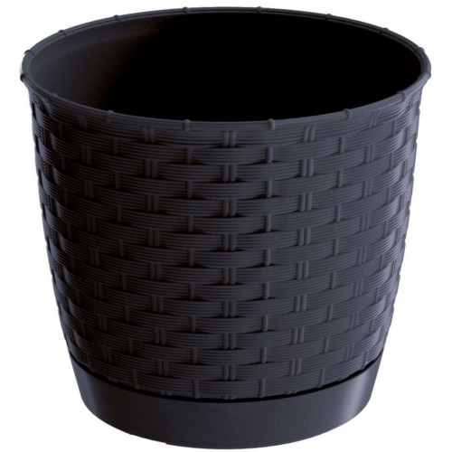 Prosperplast RATOLLA ROUND Blumentopf Optik mit Unterzetzer 30cm, 11l, anthrazit DRLO300