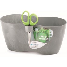 Prosperplast LIMES DUBLO Kräutertopf Übertopf m. Schere 2,5 l, beton DLD250