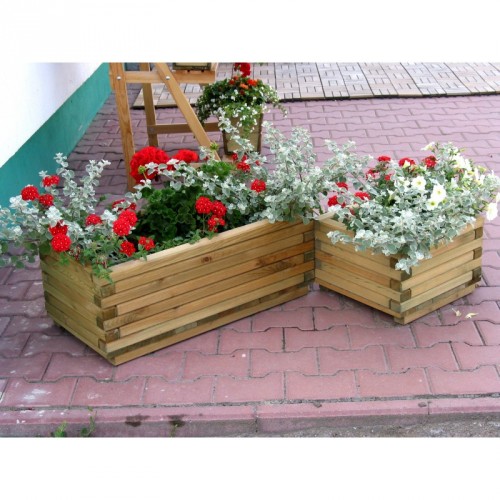 Blumentopf aus Holz, rechteckig klein 48/14