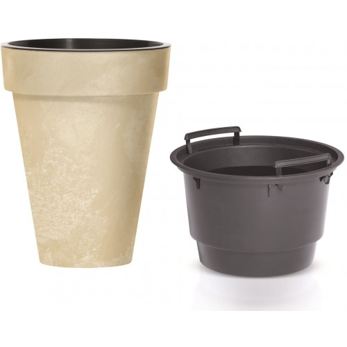 Prosperplast CUBE SLIM BETON Effect Blumentopf 46,1cm, 55l, Creme DCUS460E