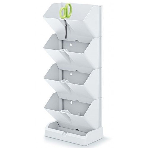 Prosperplast MINI CASCADE Blumentopf mit Gartenschere 19,5x11,4x47,5cm, weiß IO1W200