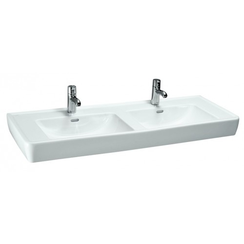 LAUFEN PRO A Doppel-Waschtisch 130x48 mit 2 Hahnlöchern 8.1496.7.000.104.1