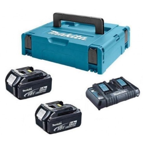 Makita 197629-2, Power Source Kit 5 Ah 2x Akku 1850B+Ladegerät DC18RD + Makpac Gr. 3