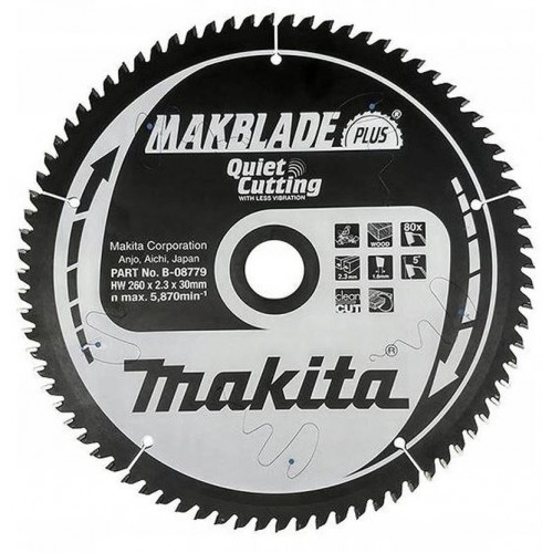 Makita B-08779 Makblade Plus Sägeblatt 260 x 30 80T Holz