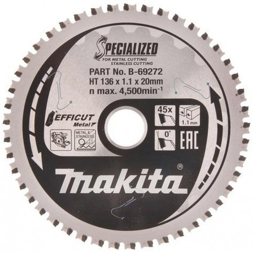 Makita B-69319 TCT Efficut Sägeblatt, das Metall 136x20mm 45Z