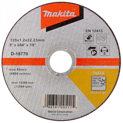 Makita D-18770 Trennscheibe 125x1,2x22mm Inox (1 Stück) Makita D-18770 Trennscheibe 125x1,2x22mm Inox (1 Stück)
