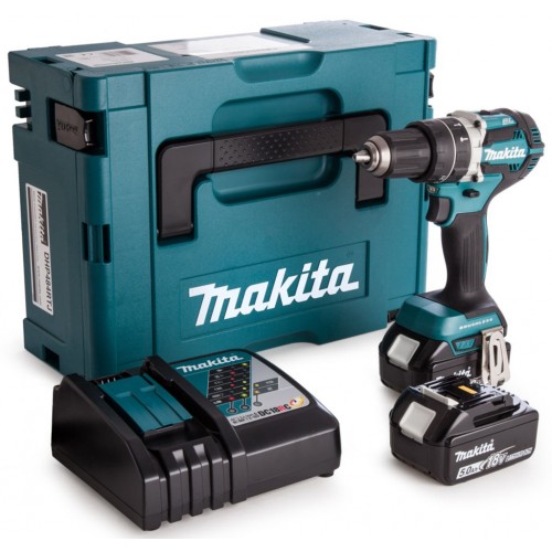 Makita DHP484RTJ Akku-Schlagbohrschrauber BL Li-ion 18V 5,0 Ah, Makpac