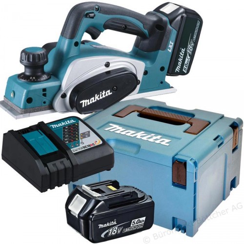 Makita DKP180RTJ Akku-Einhandhobel Li-ion (18V 2x5,0Ah) Makpac