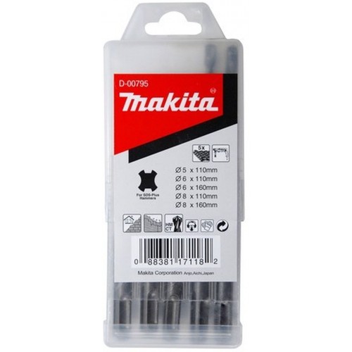 Makita D-00795 SDS-Plus Bohrer-Set für Mauerwerk, 5-teilig, Standmak