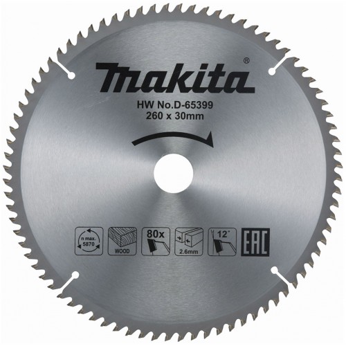 Makita D-65399 Sägeblatt 260 mm x 30 mm 80Z