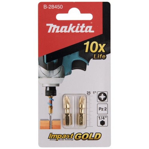 Makita B-28450 Impact Gold torsion Bit PZ2, 25mm/2 Stück Makita B-28450 Impact Gold torsion Bit PZ2, 25mm/2 Stück