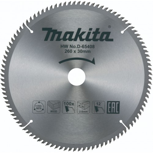 Makita D-65408 Kreissägeblatt 260mm x 30mm, 100 Zähnezahl