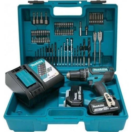 Makita DHP482RFX1 Akku-Schlagbohrschrauber Li-ion (18V/2x3.0Ah) Bit- und Bohrerset 74-tlg